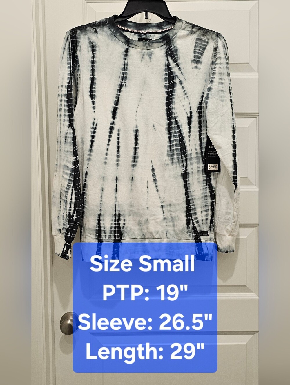 NWT Navy Yard Black & White Tie Dye Pullover Sweatshirt - Unisex Small